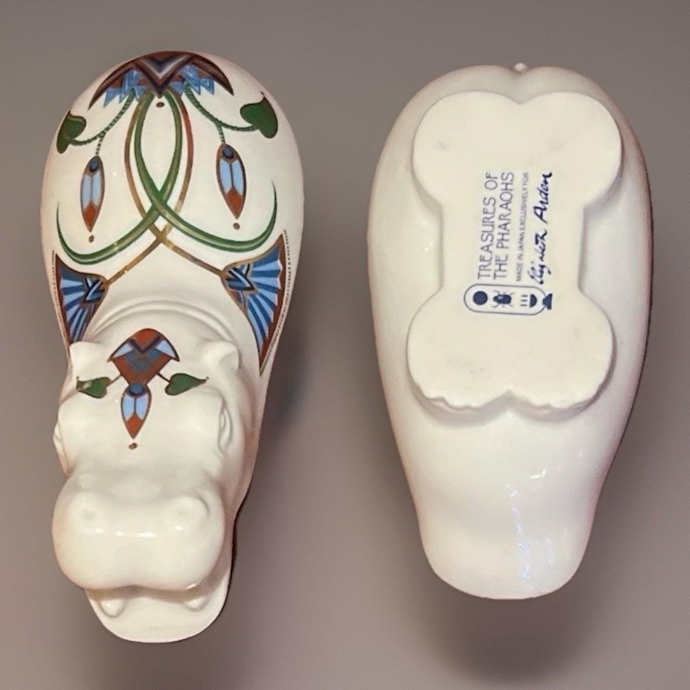 VTG Elizabeth Arden The Pharaohs 1982 Hippo Ceramic Art Deco Trinket Dish 5x2" - Picture 3 of 10